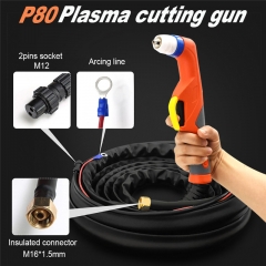 HITBOX P80 Torch Plasma Cutter Welding Cutting Gun Pilot Arc Non Touch Start 2 Pins HF Connector Completed Cable Fit CNC Machine LGK60 LGK80 LGK100